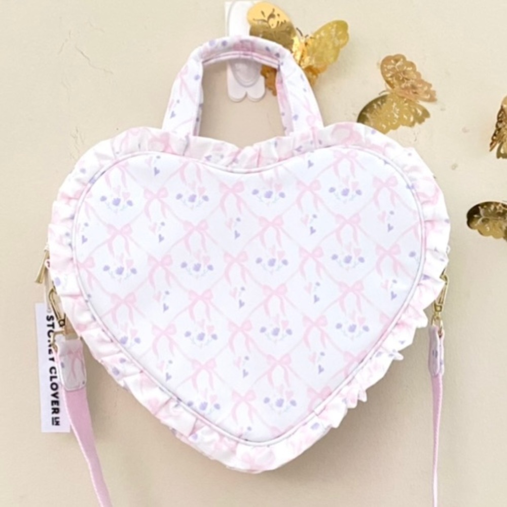 STONEY CLOVER LANE High Tea Printed Ruffle Heart Tote